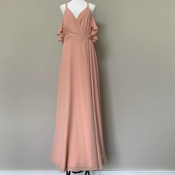 Lulus Dresses & Skirts - Lulus Easy Listening blush cold shoulder wrap maxi dress polyester chiffon Large